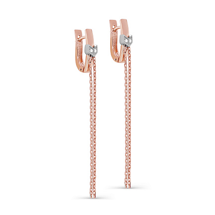 Серьги с английским замком из красного золота с бриллиантами