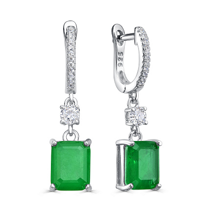 Серьги с английским замком из серебра с алпанитами