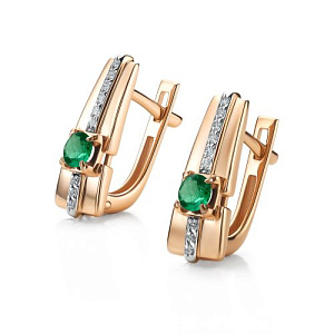 Серьги с английским замком из красного золота с бриллиантами