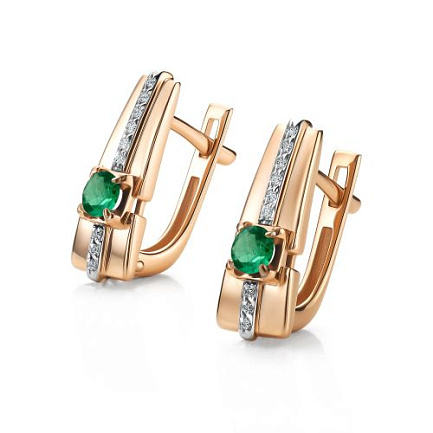 Серьги с английским замком из красного золота с бриллиантами