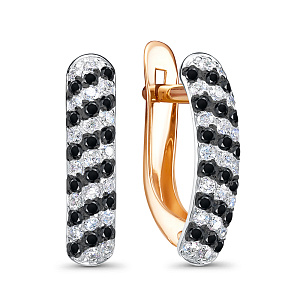 Серьги с английским замком из красного золота с фианитами