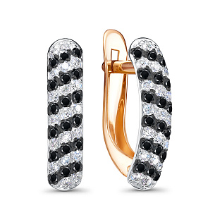 Серьги с английским замком из красного золота с фианитом