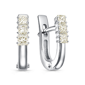 Серьги с английским замком из белого золота с бриллиантами