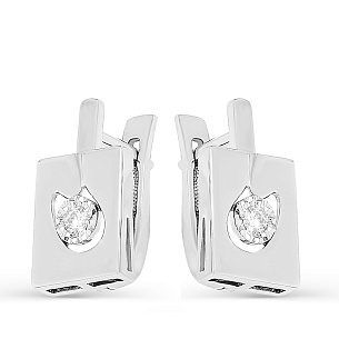 Серьги с английским замком из белого золота с бриллиантом