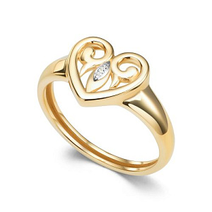 Кольцо из желтого золота с бриллиантом