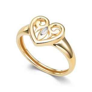 Кольцо из желтого золота с бриллиантом