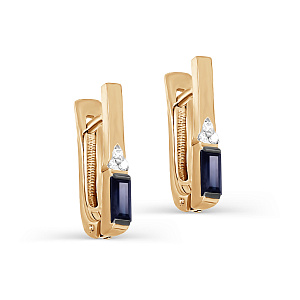 Серьги с английским замком из красного золота с бриллиантами