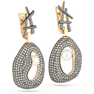 Серьги с английским замком из желтого золота с жемчугом