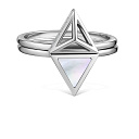 Кольцо из белого золота с бриллиантами, перламутром