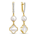 Серьги с английским замком из желтого золота с бриллиантами