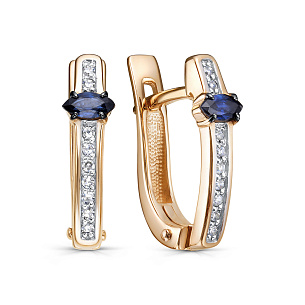 Серьги с английским замком из красного золота с сапфиром