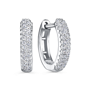 Серьги с английским замком из серебра с фианитами