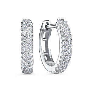 Серьги с английским замком из серебра с фианитом