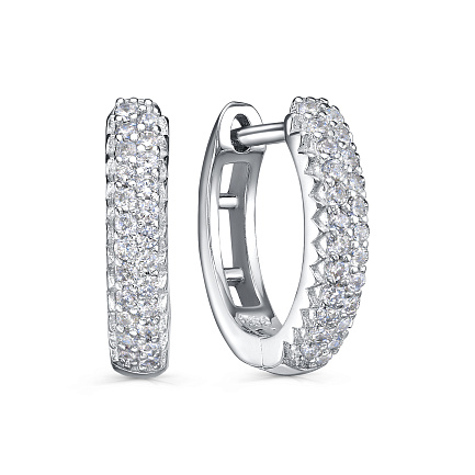 Серьги с английским замком из серебра с фианитами