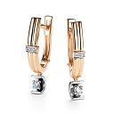 Серьги с английским замком из красного золота с бриллиантами