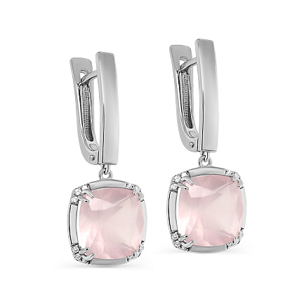 Серьги с английским замком из белого золота с бриллиантами