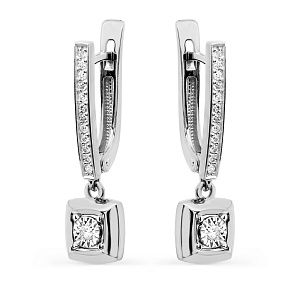 Серьги с английским замком из белого золота с бриллиантами