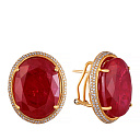 Серьги из красного золота с бриллиантами, рубином
