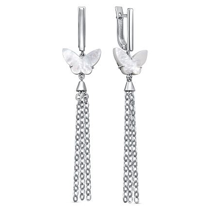 Серьги с английским замком из серебра с перламутром