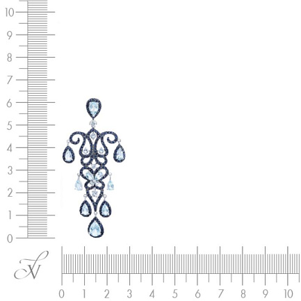 Подвеска из белого золота с сапфирами, топазами