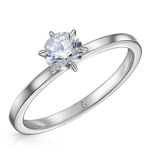 Кольцо помолвочное из белого золота с бриллиантом