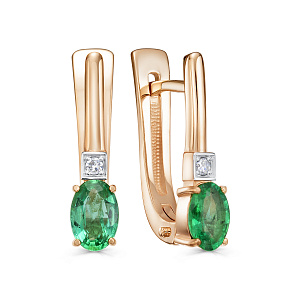 Серьги с английским замком из красного золота с бриллиантами