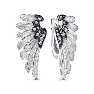 Серьги с английским замком из серебра с фианитом