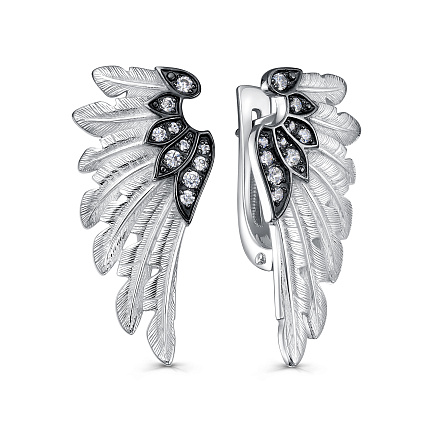 Серьги с английским замком из серебра с фианитом