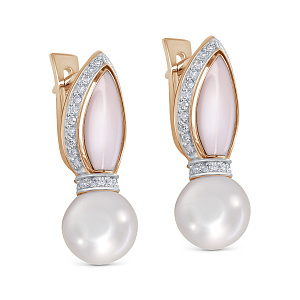 Серьги с английским замком из красного золота с бриллиантами