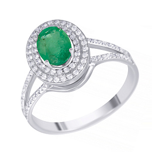 Кольцо из белого золота с изумрудом