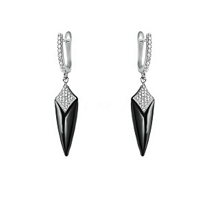 Серьги с английским замком из серебра с керамиками, фианитами