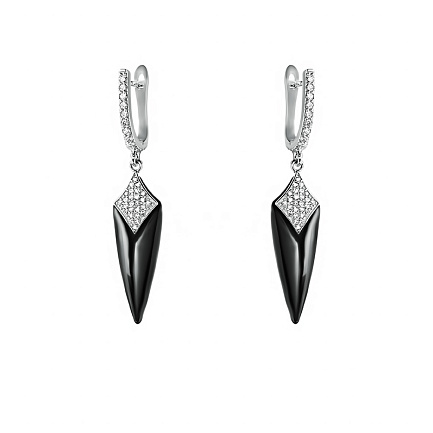 Серьги с английским замком из серебра с керамикой