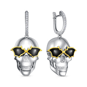 Серьги с английским замком из серебра с фианитами