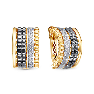 Серьги из желтого золота с бриллиантом