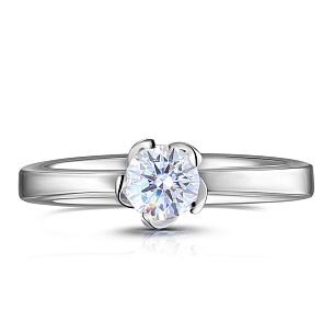 Кольцо помолвочное из белого золота с бриллиантом