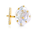 Кольцо из желтого золота с бриллиантами, жемчугом