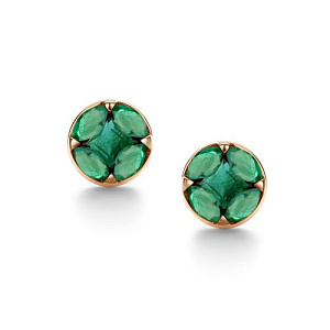 Серьги с английским замком из красного золота с изумрудами