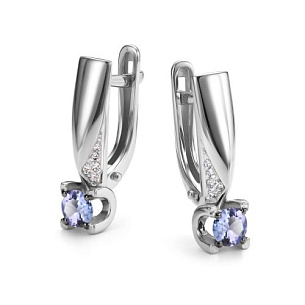 Серьги с английским замком из белого золота с бриллиантом