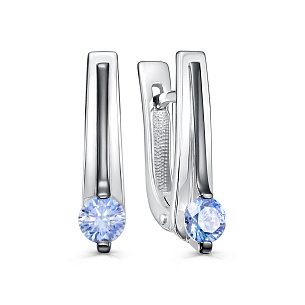 Серьги с английским замком из серебра с фианитом