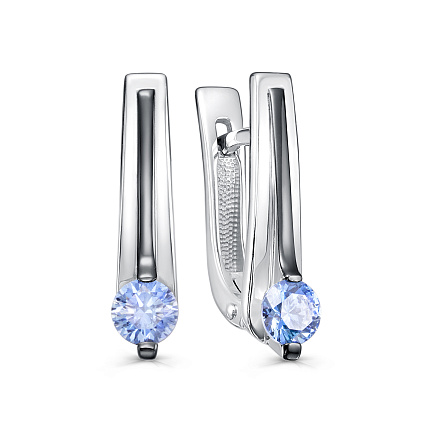 Серьги с английским замком из серебра с фианитами