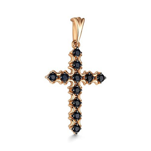Крест из красного золота с сапфиром