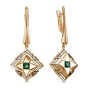 Серьги с английским замком из красного золота с бриллиантами