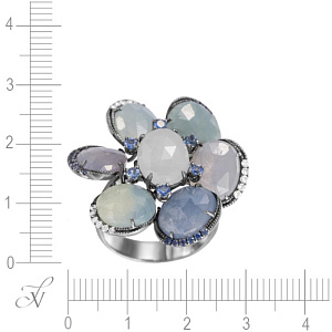 Кольцо из золота с бриллиантами, корундами