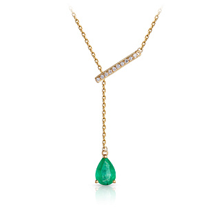 Колье из желтого золота с изумрудом