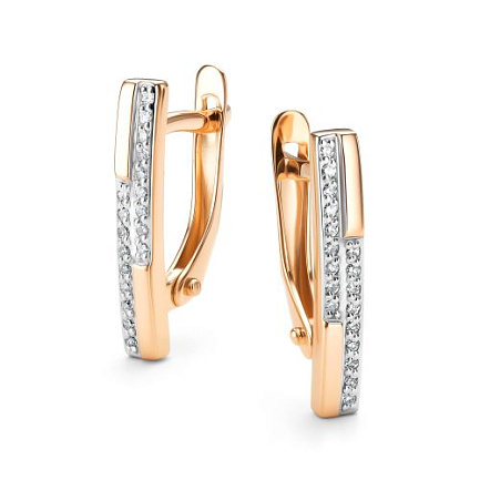 Серьги с английским замком из красного золота с бриллиантами