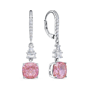 Серьги с английским замком из серебра с фианитами