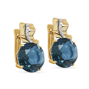 Серьги с английским замком из желтого золота с бриллиантами