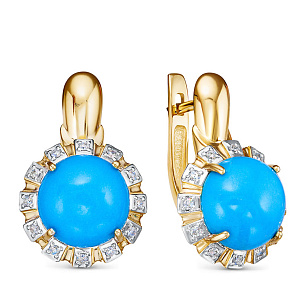 Серьги из желтого золота с бриллиантом