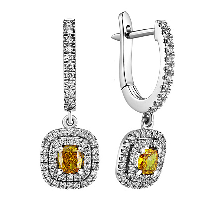 Серьги с английским замком из белого золота с бриллиантами