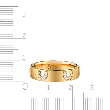 Кольцо обручальное из желтого золота с бриллиантами